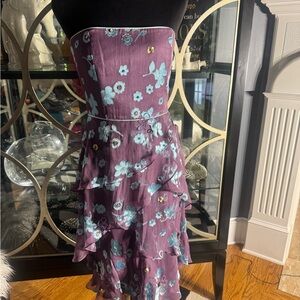 Floral Strapless Ruffle Dress